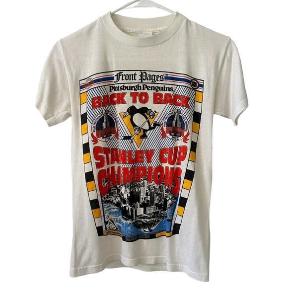 Vintage Pittsburgh Penguins 1992 Stanley Cup T-Shirt Small - Picture 1 of 9